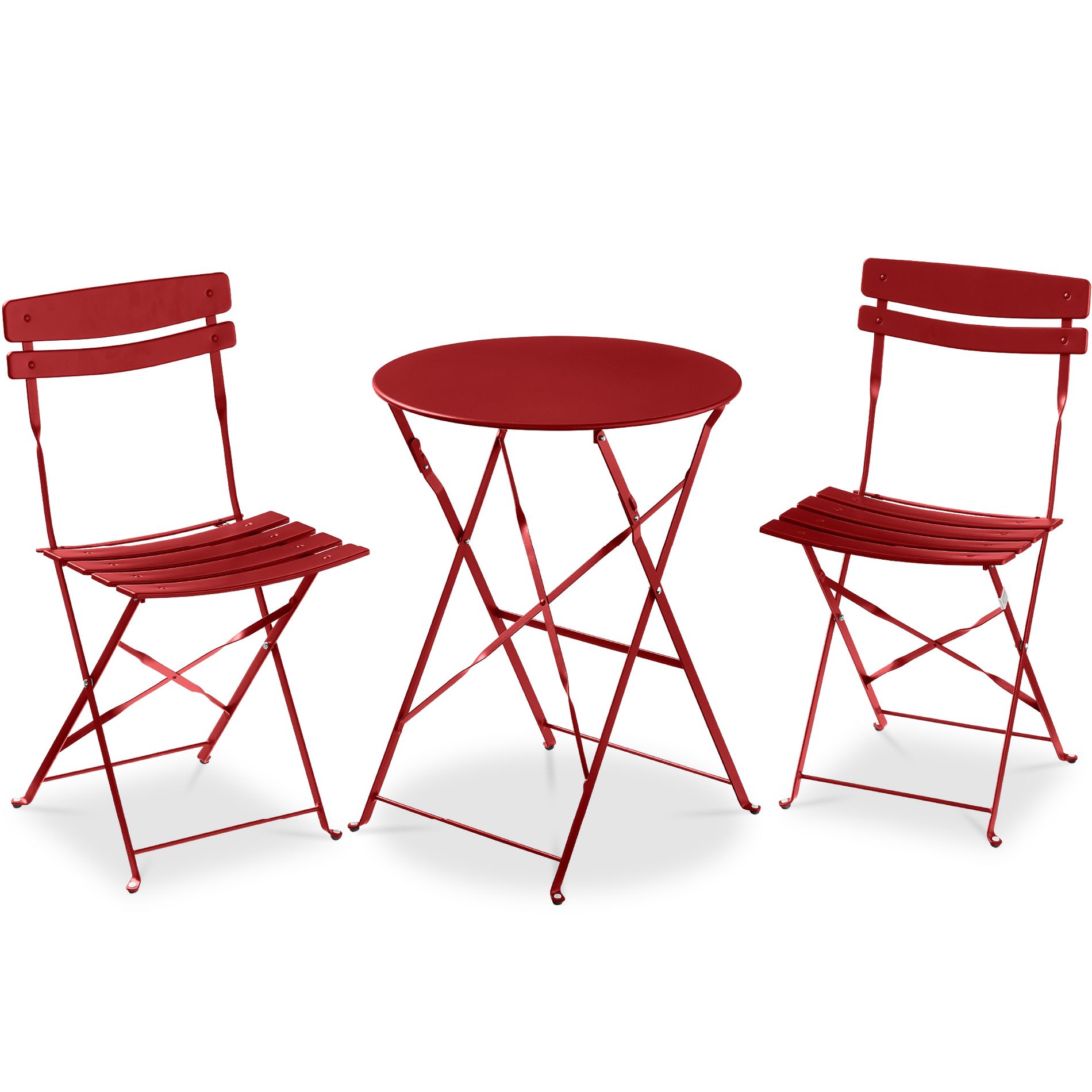 Best Choice Products 3-Piece Small Bistro Set, Folding Patio Furniture Set of 2 Chairs and Table - Red