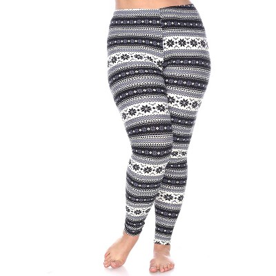 Women's Plus Size Printed Leggings - One Size Fits Most Plus - White Mark
