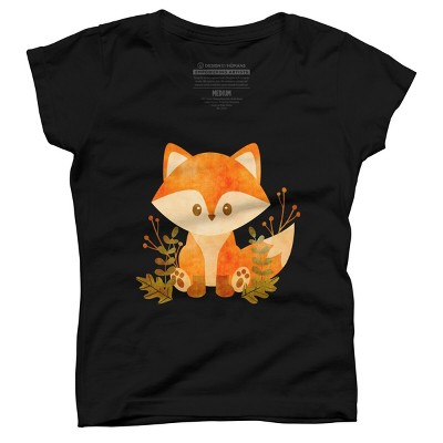 Girl's Design By Humans Cute Baby Fox By stellaandgrace T-Shirt