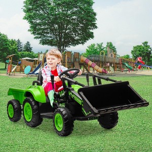 12V Kids Ride On Excavator Toy with Remote Control, Kids Electric Tractor Car with Music, LED Lights, Horn, Trailer & Dozer Bucket, Boys Girls 3-10 - 1 of 4