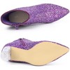 Allegra K Women's Zip Closure Pointed Toe Clear Block Heel Halloween Glitter Ankle Boots - 4 of 4