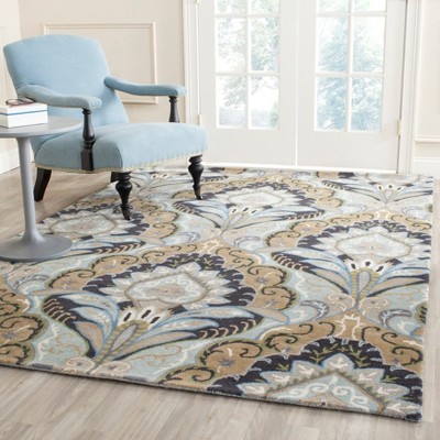 Wyndham Blue and Multi Wool 3' x 5' Hand-Tufted Area Rug