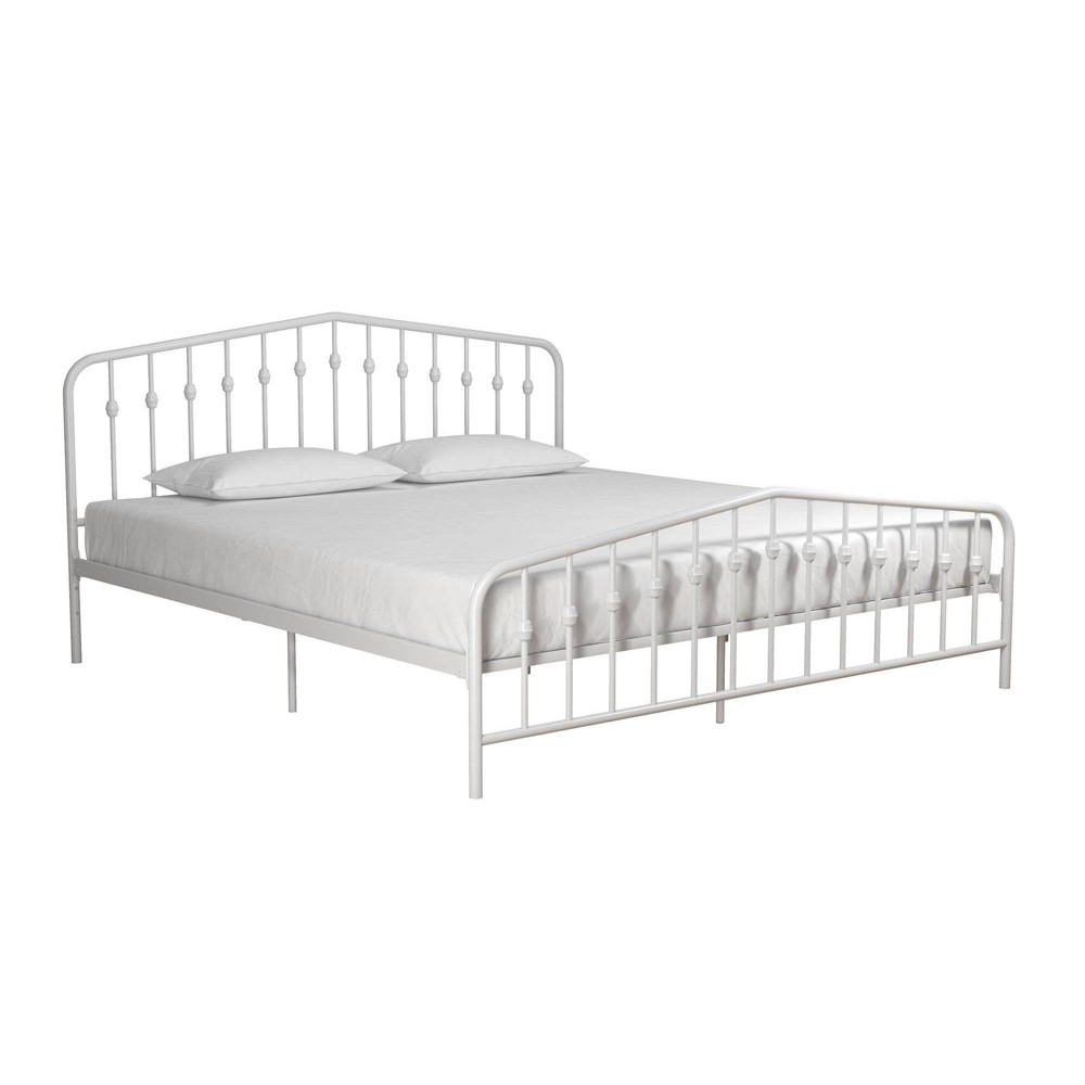 Photos - Bed King Bushwick Metal  White - Novogratz: Strong Frame, No Box Spring Nee