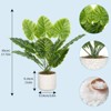 17.7" Artificial Mini Alocasia Plant in Pot – 1 Pot with 2 Lifelike Faux Plants, Tropical Indoor Decor for Home & Office - 2 of 4