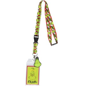 Dr. Seuss GRINCH Stink Stank Stunk Breakaway ID Badge Holder Lanyard w/ 2" Logo Rubber Pendant Green - 1 of 4