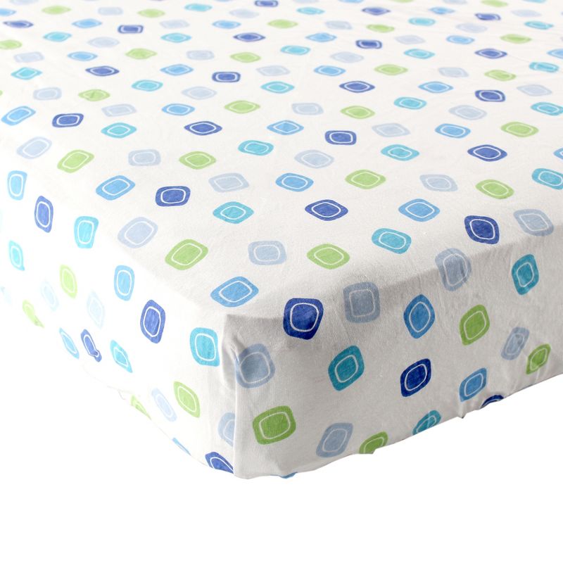Luvable Friends Baby Boy Fitted Crib Sheet, Blue Geometric, One Size, 1 of 3