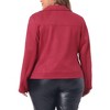 Agnes Orinda Women's Plus Size Faux Suede Lapel Collar Long Sleeve Zipper Moto Jacket - 4 of 4