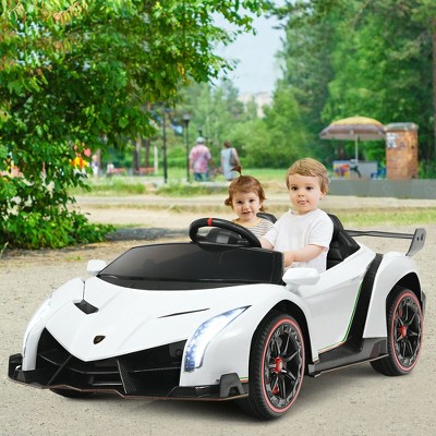 White 12V 2-Seater Lamborghini Kids Ride-On Car with RC