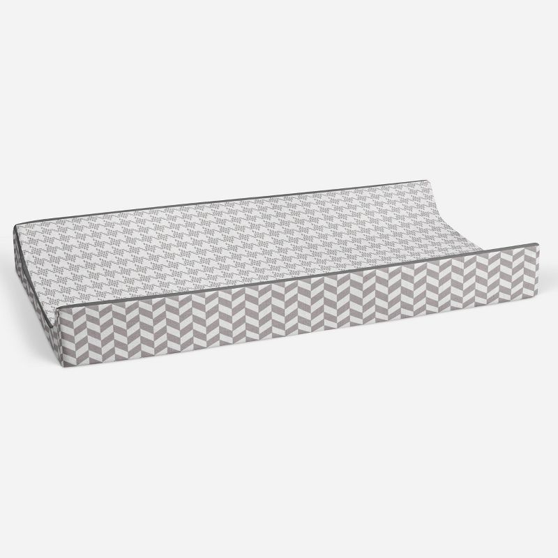 Bacati - Houndstooth Quilted Muslin Changing Pad Cover Gray, 3 of 11