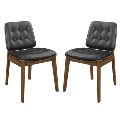 Simple Relax Set of 2 Side Chairs in Natural Walnut and Black