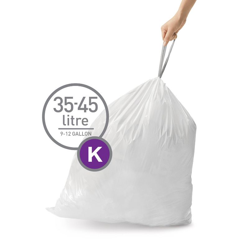 simplehuman 35L-45L Code K Custom Fit Trash Can Liner White, 2 of 5