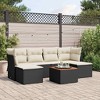 vidaXL 7 Piece Patio Sofa Set with Cushions Black Poly Rattan - Black and Cream - 2 of 4