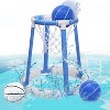 Skirfy Pool Basketball Hoop for Kids, Floating Inflatable Toys with 3 Pool Balls and Pump, Blue - 2 of 4