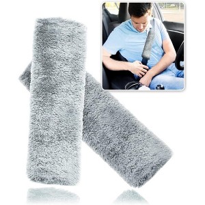 Zone Tech Car Soft Faux Sheepskin Seat Belt Comfortable Shoulder Pad Gray or Black - 1 of 4