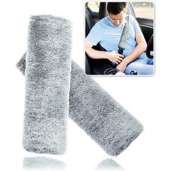 Zone Tech Car Soft Faux Sheepskin Seat Belt Comfortable Shoulder Pad Gray or Black