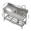 Stainless Steel Utility Sink, Freestanding Single Bowl with Cold and Hot Water Pipe and Faucet for Restaurant, Laundry Room, Bathroom, Garage, Garden - 2 of 4