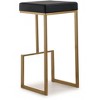 TOV Furniture Ferrara Performance Vegan Leather and Gold Steel Barstool - Set of 2 in Black - 4 of 4