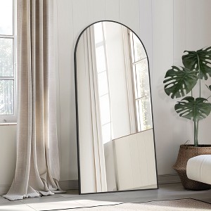 PexFix Full Length Arched Free Standing Body Mirror, Metal Framed Wall Mirror, Large Floor Mirror in Black - 1 of 4
