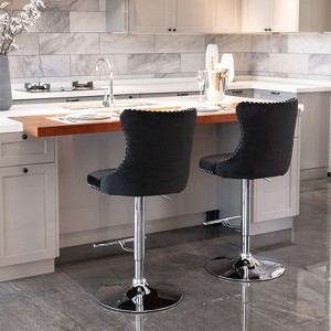 CAVINAS Dining Chairs Kitchen Chairs Set of 2 Bar stool Swivel Velvet Adjusatble Seat with Backs Tufted for Home Pub, Kitchen - 1 of 4