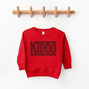 The Juniper Shop Kiddo Checkered Toddler Graphic Sweatshirt - 1 of 3