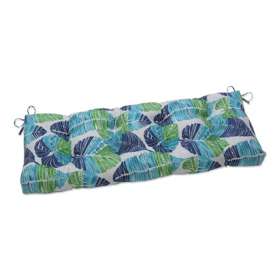 48" x 18" Outdoor Hixon Tufted Bench/Swing Cushion Caribe Blue - Pillow Perfect