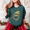 S.W.Smiley Christmas Heart Eyes - Women's Garment Dyed Long Sleeve Graphic T-Shirt - 3 of 4