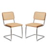 Velvet Rattan Side Accent Chairs Dining Chairs Set with Chrome Legs Set of 2 - image 2 of 4