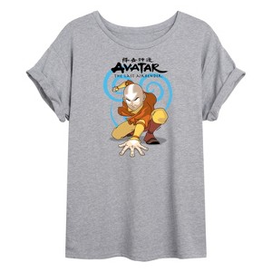 Women's - Avatar: The Last Airbender - Aang Swirl Oversized Graphic T-Shirt - 1 of 4