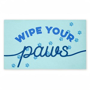 Stupell Industries Wipe Your Paws on Blue Printed Outdoor Door Mat, design by Lil' Rue, 18"x30" - 1 of 4