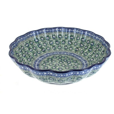 Blue Rose Polish Pottery Indigo Large Scallop Bowl