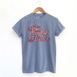 Simply Sage Market Women's Oh My Stars Cursive Short Sleeve Garment Dyed Tee - 1 of 4