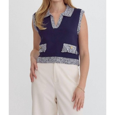 Women's Collared Sleeveless Top - entro