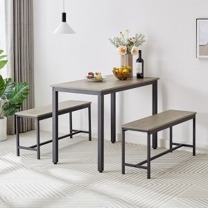 VYNXARIA Dining Table Set,Bar Table with 2 Dining Benches,Kitchen Table Counter with Chairs,for Kitchen Breakfast,Living Room,Party Room - 1 of 4