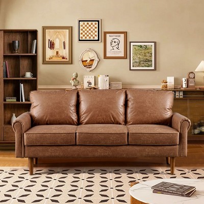 XIZZI 3 Seater Sofa Couch with Deep Seats, Modern Upholstered Sofa with Armrests, Comfy Couches for Living Room, Bedroom and Office