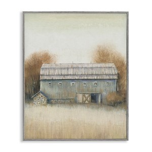 Stupell Industries Autumn Barn Vintage Farm Landscape Framed Giclee Art, Gray, 16" x 20" - 1 of 4