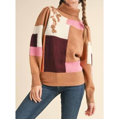 Women's Colorblock Turtleneck Sweater - &merci