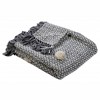 HomeRoots 50" X 60" Gray Woven Cotton Houndstooth Throw Blanket with Pom Poms - 4 of 4