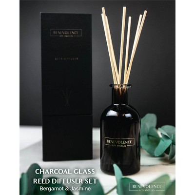 Charcoal Glass Reed Diffuser with Bergamot & Jasmine Scent