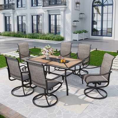 7pc Metal Patio Dining Set With 60