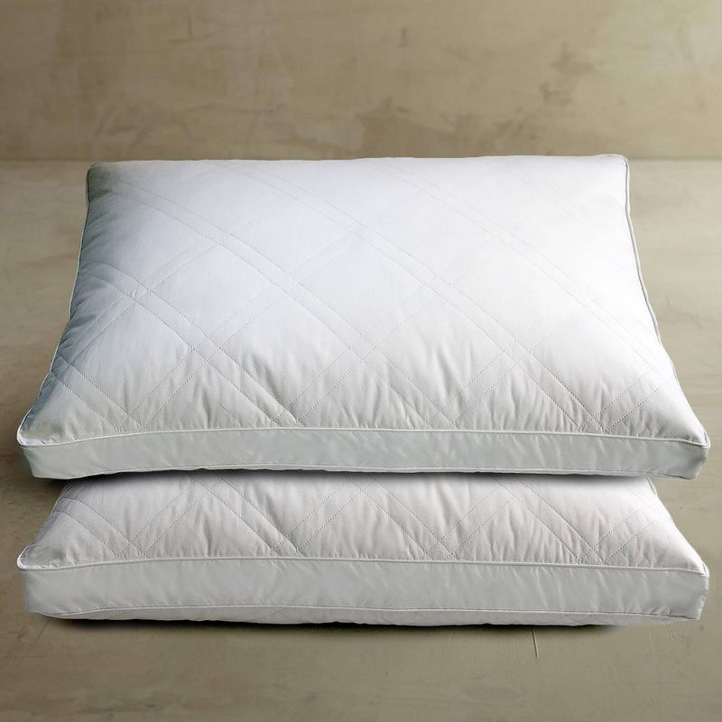 Cotton Quilted White Goose Feather and Down Pillow 2pk White - Blue Ridge Home Fashions, 1 of 8