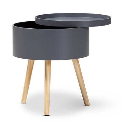 Jessen Gray Wood Nightstand with Removable Tray Top