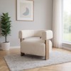 HomeRoots 31" White and Brown Boucle and Solid Wood Arm Chair - 2 of 4