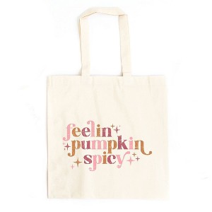 City Creek Prints Feelin Pumpkin Spicy Canvas Tote Bag - 15x16 - Natural - 1 of 2
