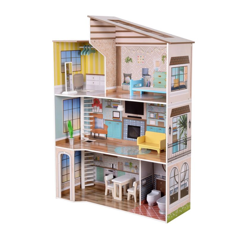 Olivia's Little World Mediterranean 3-Story Wooden Dollhouse for 12" Dolls#, 1 of 14
