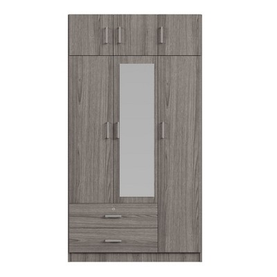 NicBex 81.10"H Armoire Mirror Wardrobe Closet Storage Cabinet with 3 Doors & Shelves & 2 Drawers for Bedroom, White