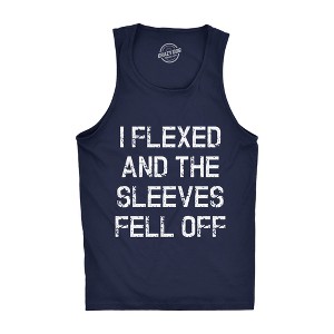 Mens I Flexed and the Sleeves Fell Off Tank Top Funny Sleeveless Gym Workout Shirt - Crazy Dog Men's Tank Top - 1 of 4