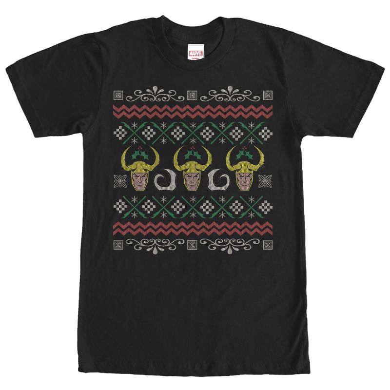 Men's Marvel Ugly Christmas Loki T-Shirt, 1 of 5