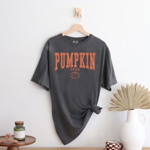 Simply Sage Market Women's Pumpkin Spice Varsity Short Sleeve Garment Dyed Tee - 1 of 2
