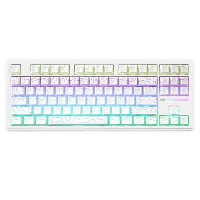 MaseiKar YZ87 Gasket Mechanical Keyboard,TKL Wireless Hot Swappable with 5-Layer Padding, BT5.0/2.4G/USB-C NKRO RGB Backlit(White Line, Milk Switch)