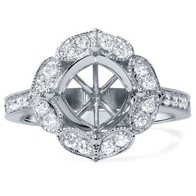 Pompeii3 1/2ct Antique Halo Diamond Engagement Ring Setting 14K White Gold